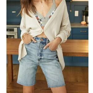 Anthropologie Pilcro Women High Waisted Slim Fit Denim Bermuda Shorts SZ 30 Blue